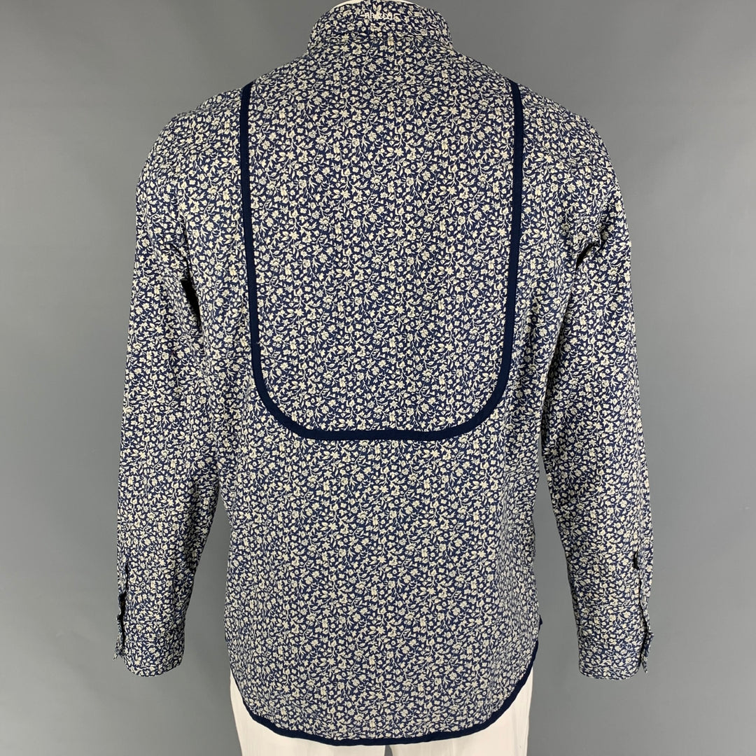 vintage NEIGHBORHOOD Taille XL Bleu Floral Coton Bouton Down Chemise à manches longues