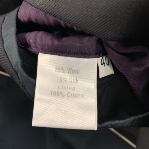 PAUL SMITH Talla 40 Abrigo deportivo con solapa de muesca de seda y lana negra