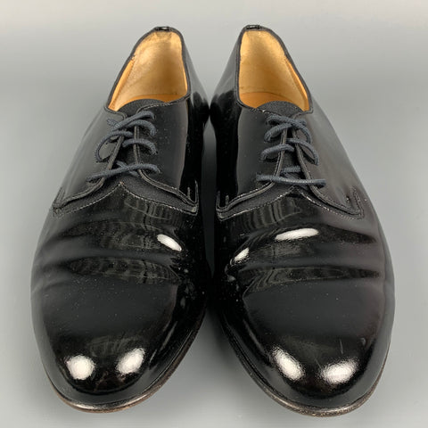 BALLY Bice Size 8 Black Patent Leather Lace Up Shoes