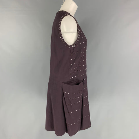 CHLOE Size 8 Eggplant Viscose Blend Sleeveless Dress