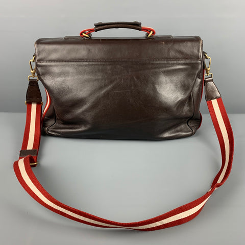 BALLY Brown Leather Crossbody Briefcase Bag