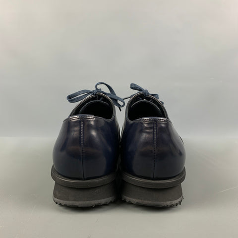 PRADA Size 8.5 Navy Leather Lace Up Shoes