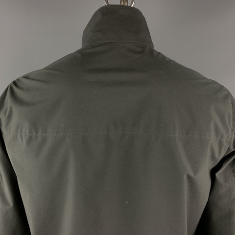 PRADA Size L Charcoal Polyester Reversible Zip Up Reversible Jacket