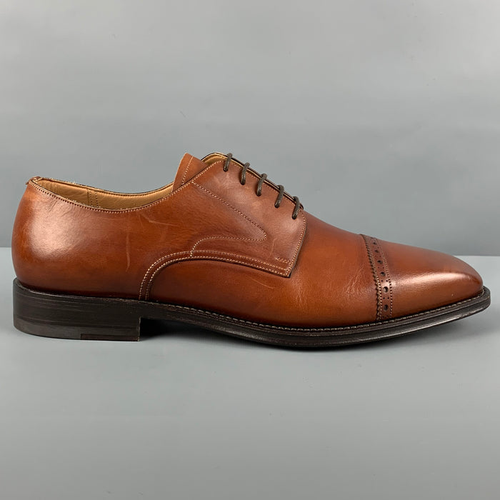 BALLY Size 11 Tan Leather Cap Toe Lace Up Shoes