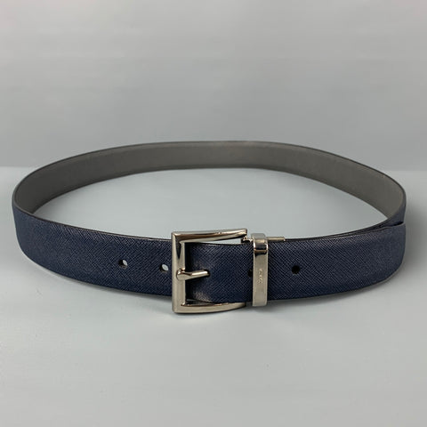 PRADA Size 40 Navy Taiga Leather Belt
