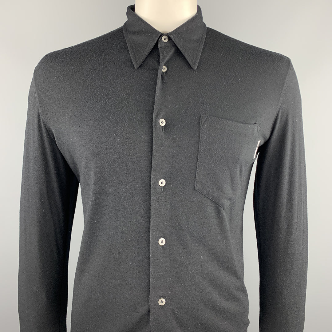 DOLCE & GABBANA Size L Black Cotton Blend Long Sleeve Shirt