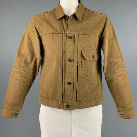 BURGUS PLUS &amp; CO. Taille poitrine L Taille L Veste camionneur en coton ciré kaki
