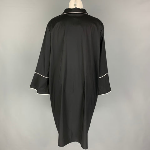 MING WANG Size XL Black Cotton Blend Shirt Dress