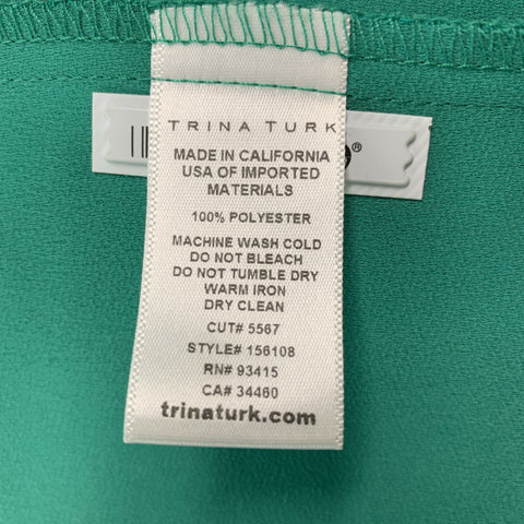 TRINA TURK Talla M Blusa Lisa Poliéster Verde