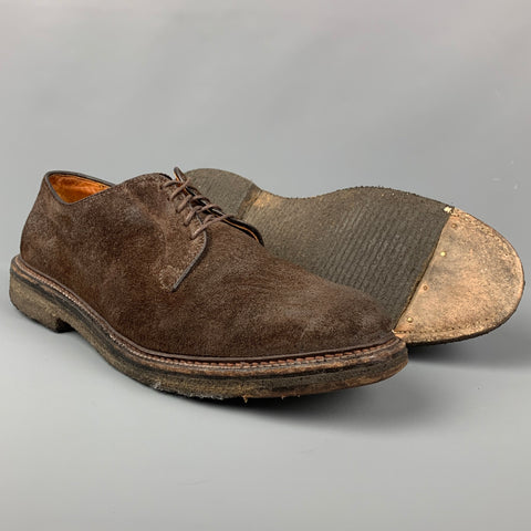 ALDEN Size 11 Brown Distressed Suede Lace Up Shoes