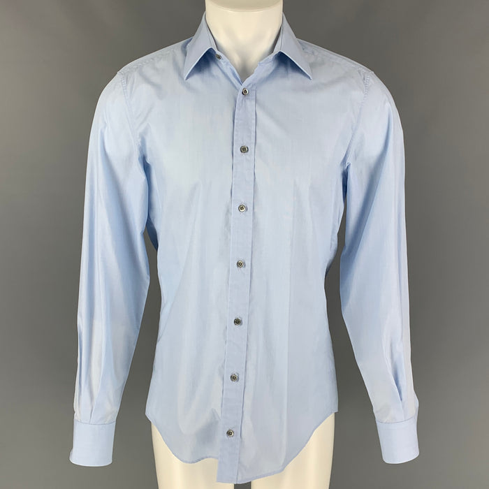 GUCCI Size M Light Blue Cotton Button Down Long Sleeve Shirt