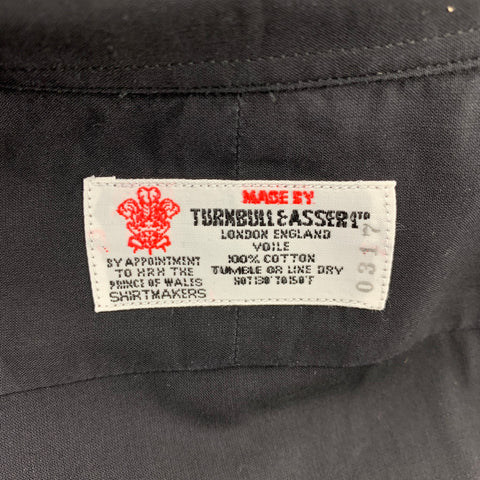 TURNBULL & ASSER Size XL Black Cotton Button Down Short Sleeve Shirt