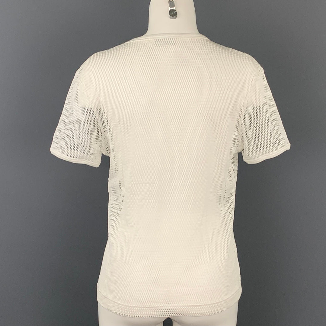 DRIES VAN NOTEN Size L White Mesh Cotton T-Shirt