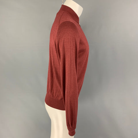 BRUNELLO CUCINELLI Size S Red Cashmere Silk Bomber Jacket