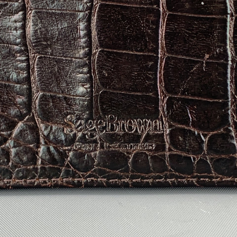 SAGEBROWN Alligator Embossed Panel Leather Card Holder Wallet