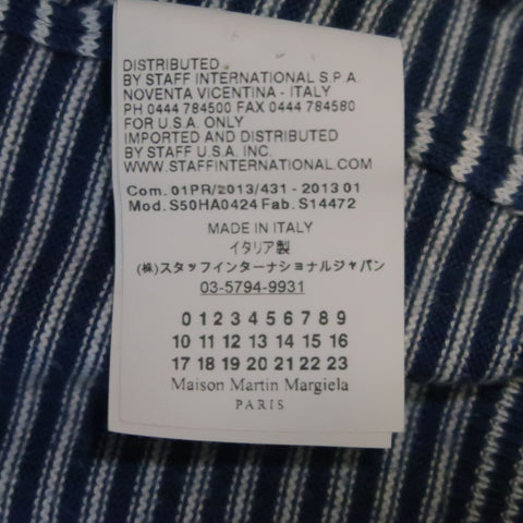 MAISON MARTIN MARGIELA Size XL Navy & White Stripe Cotton Pullover Sweater