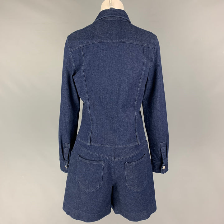 SEE By Chloe Size 8 Indigo Dark Blue Cotton Denim Jumpsuit