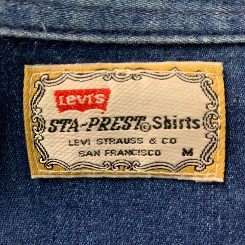 LEVI'S Size M Blue Solid Denim Long Sleeve Shirt