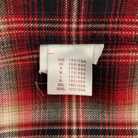LOUIS VUITTON Size L Red Black Plaid Cotton Button Up Long Sleeve Shirt