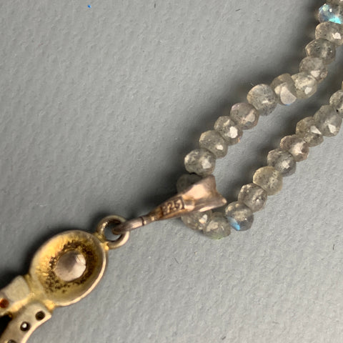 JILL ALBERTS Grey Beaded Labradorite Tassel Necklace
