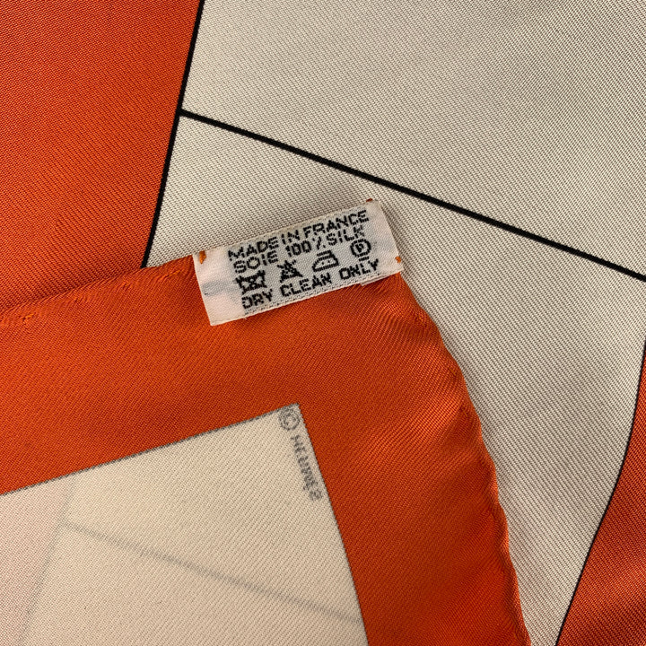HERMES Limited Edition 2001 White & Orange Silk Scarf