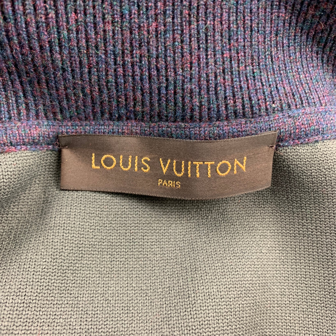 LOUIS VUITTON Size XL Blue & Purple Melange Cashmere Blend Jacket