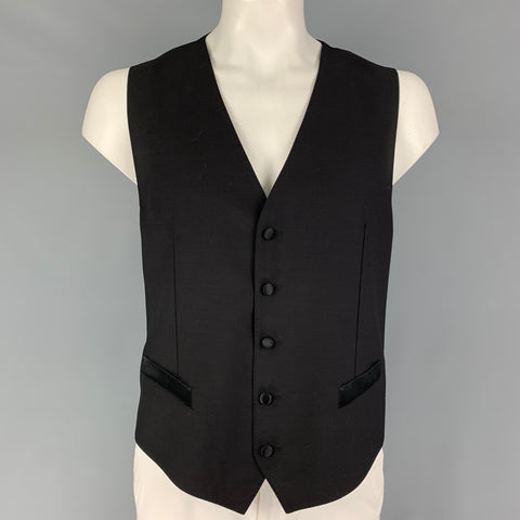DOLCE & GABBANA Size 46 Black Wool Silk Buttoned Vest