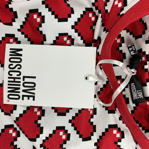 LOVE MOSCHINO Size 4 White & Red Heart Print Cotton Pullover