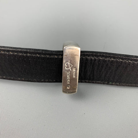 DOUGLAS MAGNUS Size S Dark Green Sterling Silver Leather Heartline Belt