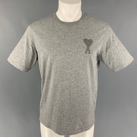 AMI by ALEXANDRE MATTIUSSI Size XXS Grey Embroidery Cotton T-shirt