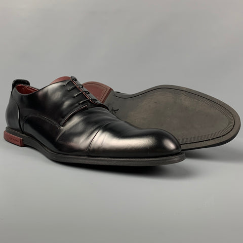 LOUIS VUITTON Size 11.5 Black Leather Cap Toe Lace Up Shoes