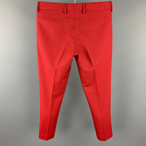 PAUL SMITH Size 30 Red & Black Houndstooth Wool Zip Fly Dress Pants