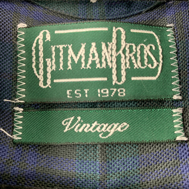 GITMAN VINTAGE Size M Green & Navy Plaid Cotton Button Down Long Sleeve Shirt