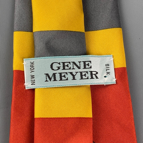 GENE MEYER Corbata de seda geométrica negra multicolor