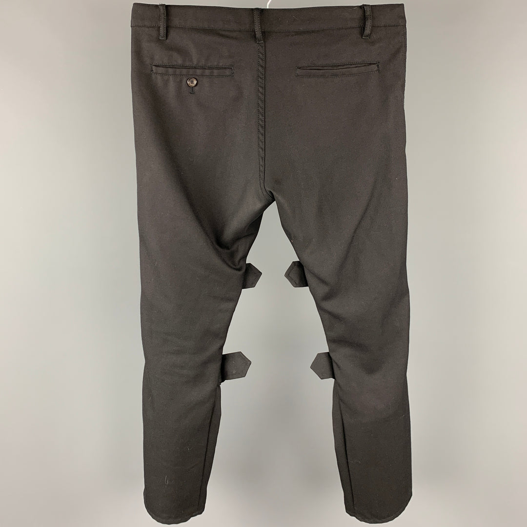 COMME des GARCONS SHIRT Size M Black Polyester / Wool Belted Bondage Casual Pants
