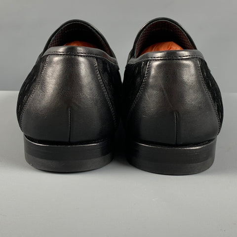 MAGNANNI Size 9 Black Polka Dot Velvet Slip On Loafers