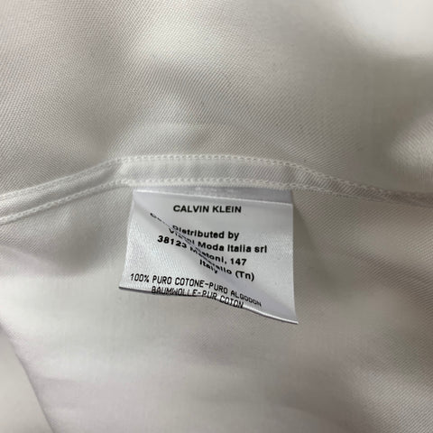 CALVIN KLEIN COLLECTION Size XL White Cotton Long Sleeve Shirt