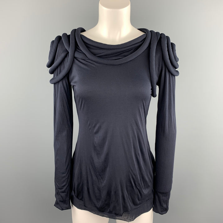 YIGAL AZROUEL Size S Navy Jersey Applique Viscose Pullover