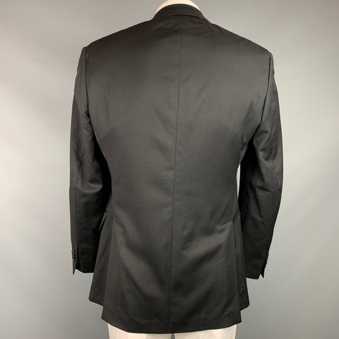 TODD SNYDER Size 44 Long Black Wool Peak Lapel Sport Coat