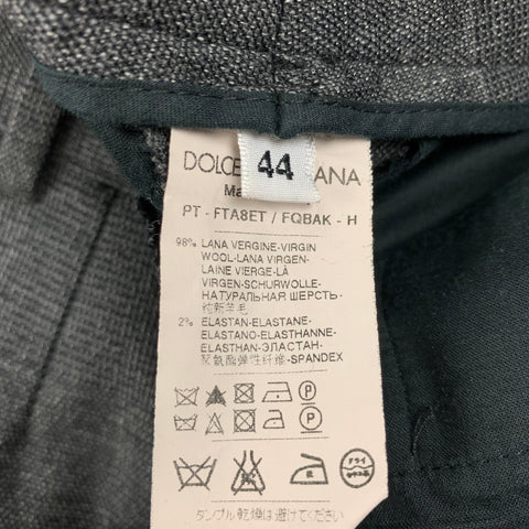 DOLCE & GABBANA Size 8 Black Grey Virgin Wool Straight Dress Pants