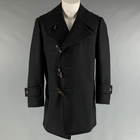 GUCCI Size 38 Black Solid Wool Peacoat Coat