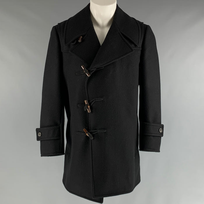 GUCCI Size 38 Black Solid Wool Peacoat Coat