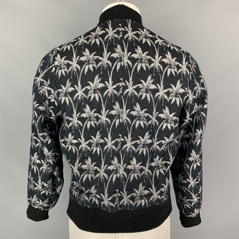 PS by PAUL SMITH Chaqueta bomber de mezcla de algodón jacquard negra y gris talla M