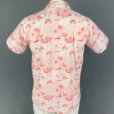 ENGINEERED GARMENTS Size M Pink White Graphic Cotton Short Sleeve Shirt