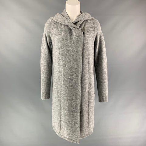 THEORY Size S Grey Heather Wool / Cashmere Hooded Cardigan