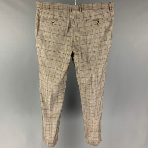 ETRO Size 36 Grey Black Plaid Wool Blend Zip Fly Dress Pants