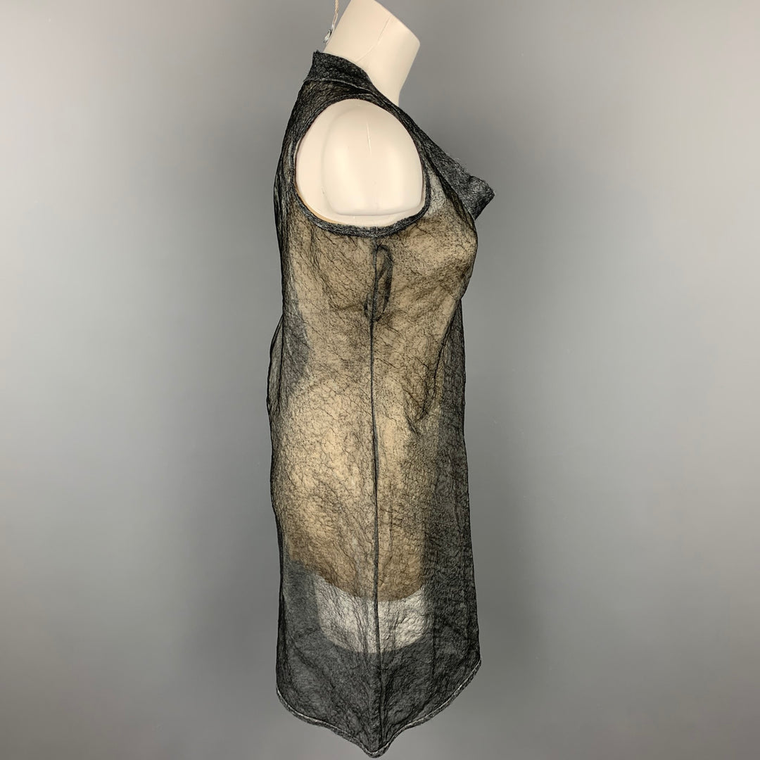 CALVIN KLEIN COLLECTION Size 4 Grey Textured Silk Sleeveless Shift Dress