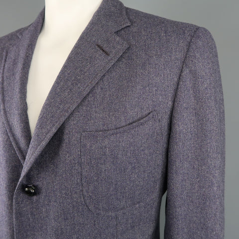 TOM FORD 46 Long Light Purple Herringbone Wool / Cashmere Notch Lapel Sport Coat