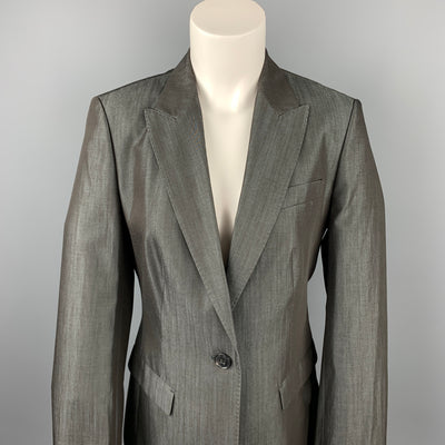 BOSS by HUGO BOSS Size 8 Grey Virgin Wool Blend Peak Lapel Blazer