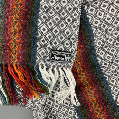 PUNANDINO Multi-Color Knitted Alpaca Fringe Poncho